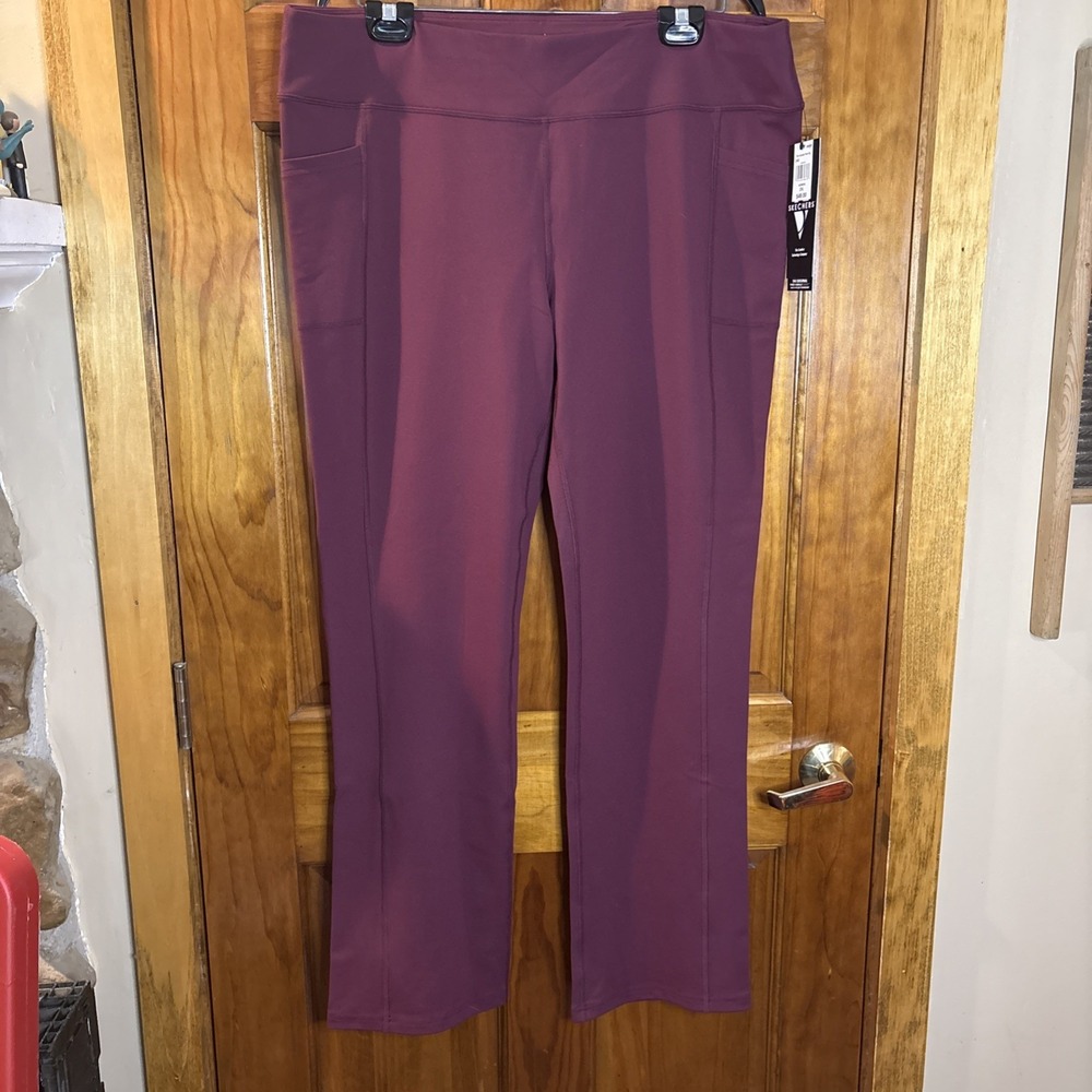 Skechers Go Walk Pant OG 2XL Purple Flare Leg Pockets Midrise W03PT20B